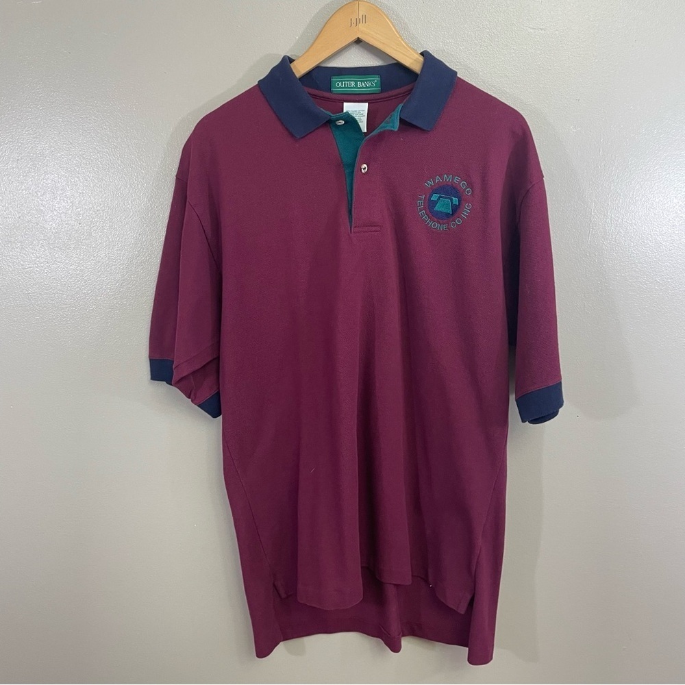 Outer Banks men’s Large Polo Shirt Colorblock telephone embroidered